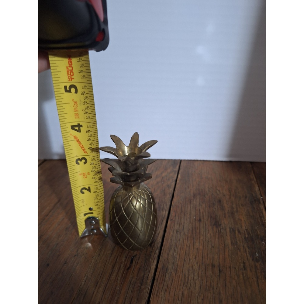 Vintage Solid Brass Pineapple Figurine Small 4 Inch Hand Made in India Decor - Picture 5 of 6